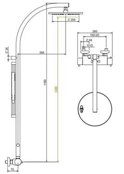 KLAB - Wall-mounted brass shower panel with overhead shower by Rubinetterie Treemme - view 3